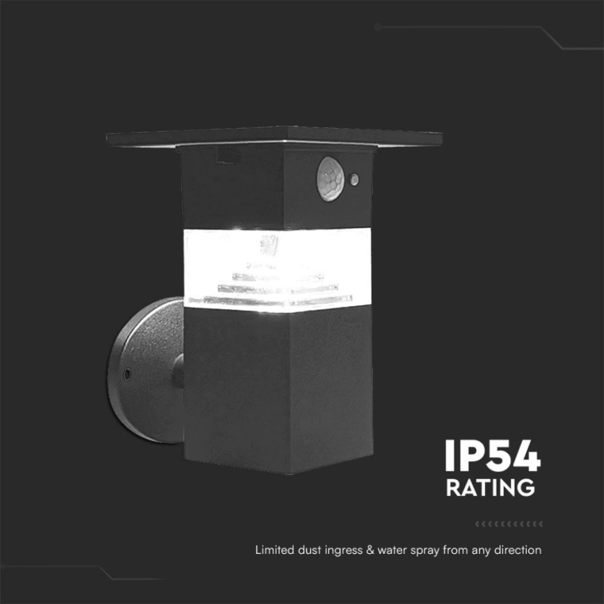 LED Solar wandlamp met sensor LED/2,5W/3,7V IP54 3000K