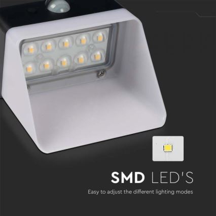 LED Solar wandlamp met sensor LED/2W/3,7V 4000K IP65 1200 mAh