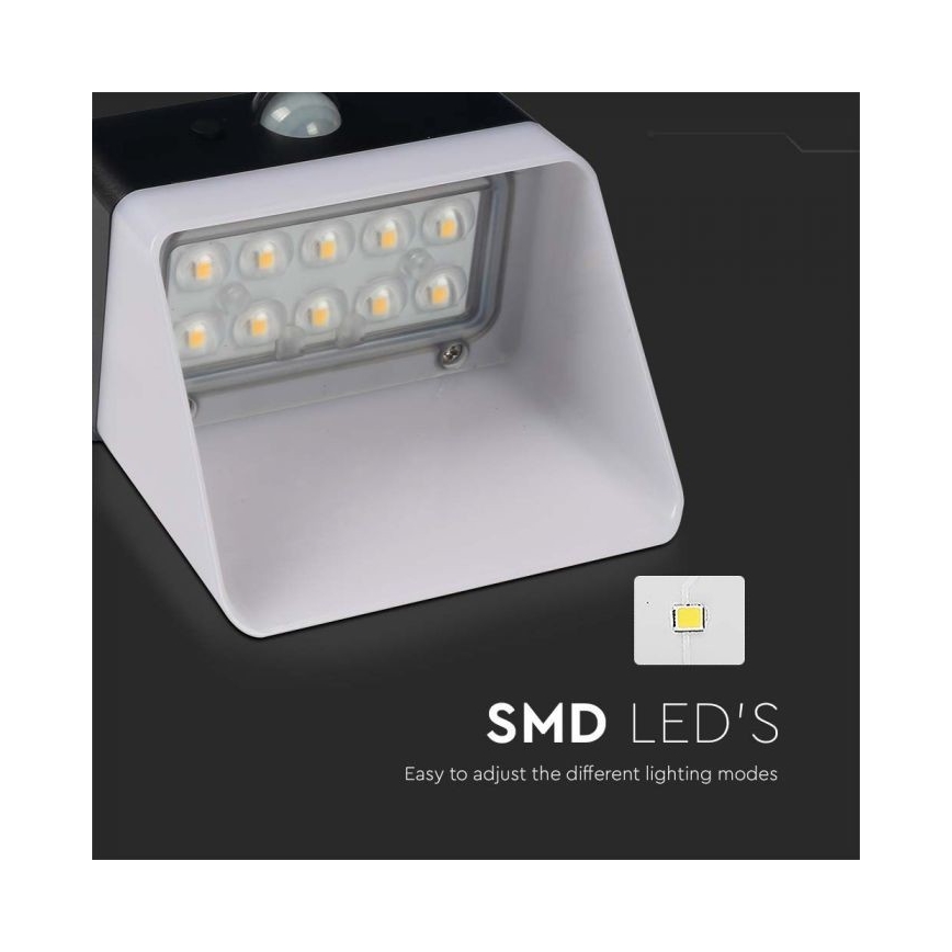 LED Solar wandlamp met sensor LED/2W/3,7V 4000K IP65 1200 mAh