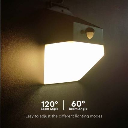 LED Solar wandlamp met sensor LED/2W/3,7V 4000K IP65 1200 mAh
