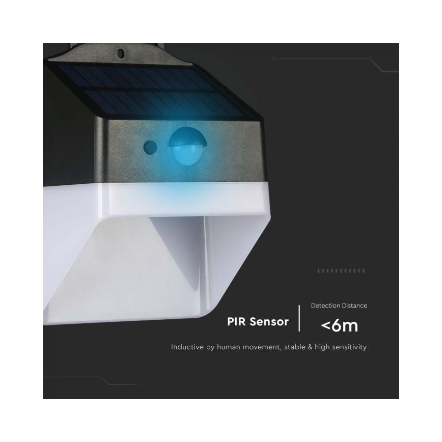 LED Solar wandlamp met sensor LED/2W/3,7V 4000K IP65 1200 mAh