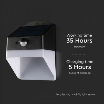 LED Solar wandlamp met sensor LED/2W/3,7V 4000K IP65 1200 mAh