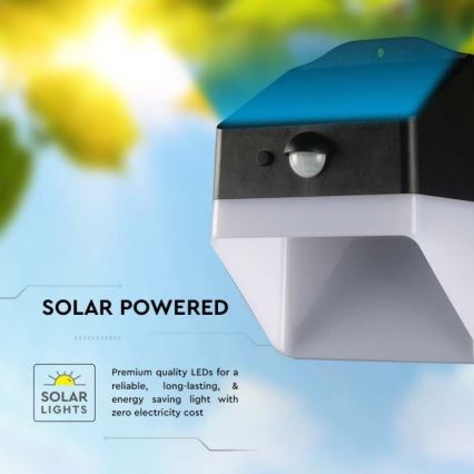 LED Solar wandlamp met sensor LED/2W/3,7V 4000K IP65 1200 mAh