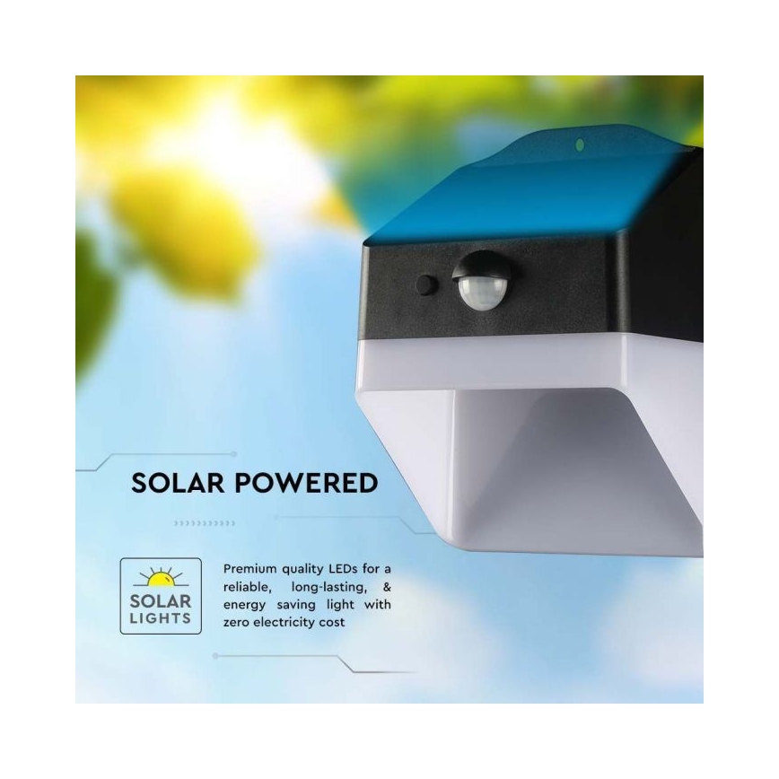 LED Solar wandlamp met sensor LED/2W/3,7V 4000K IP65 1200 mAh