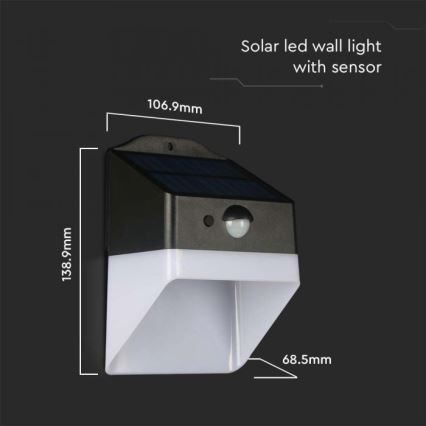 LED Solar wandlamp met sensor LED/2W/3,7V 4000K IP65 1200 mAh