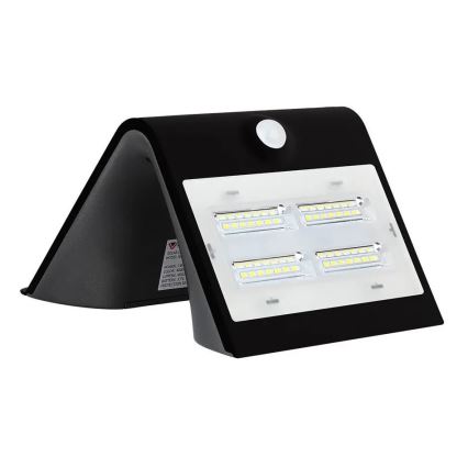LED Solar wandlamp met sensor LED/3W/3,7V 3000/4000K IP65 zwart