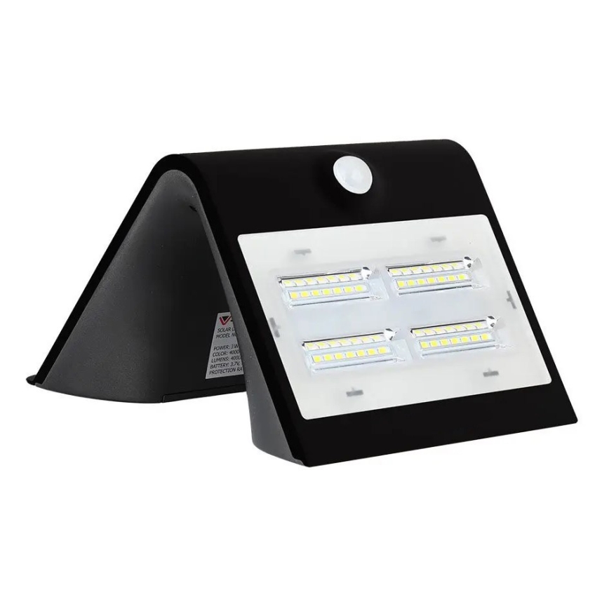 LED Solar wandlamp met sensor LED/3W/3,7V 3000/4000K IP65 zwart