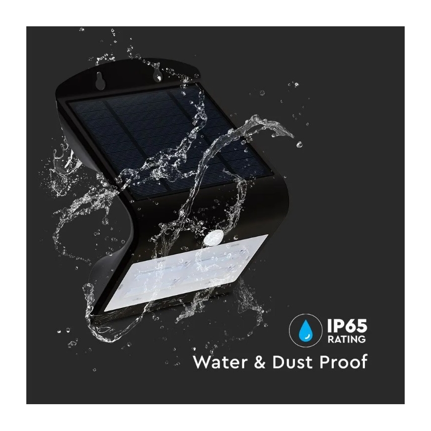 LED Solar wandlamp met sensor LED/3W/3,7V 3000/4000K IP65 zwart