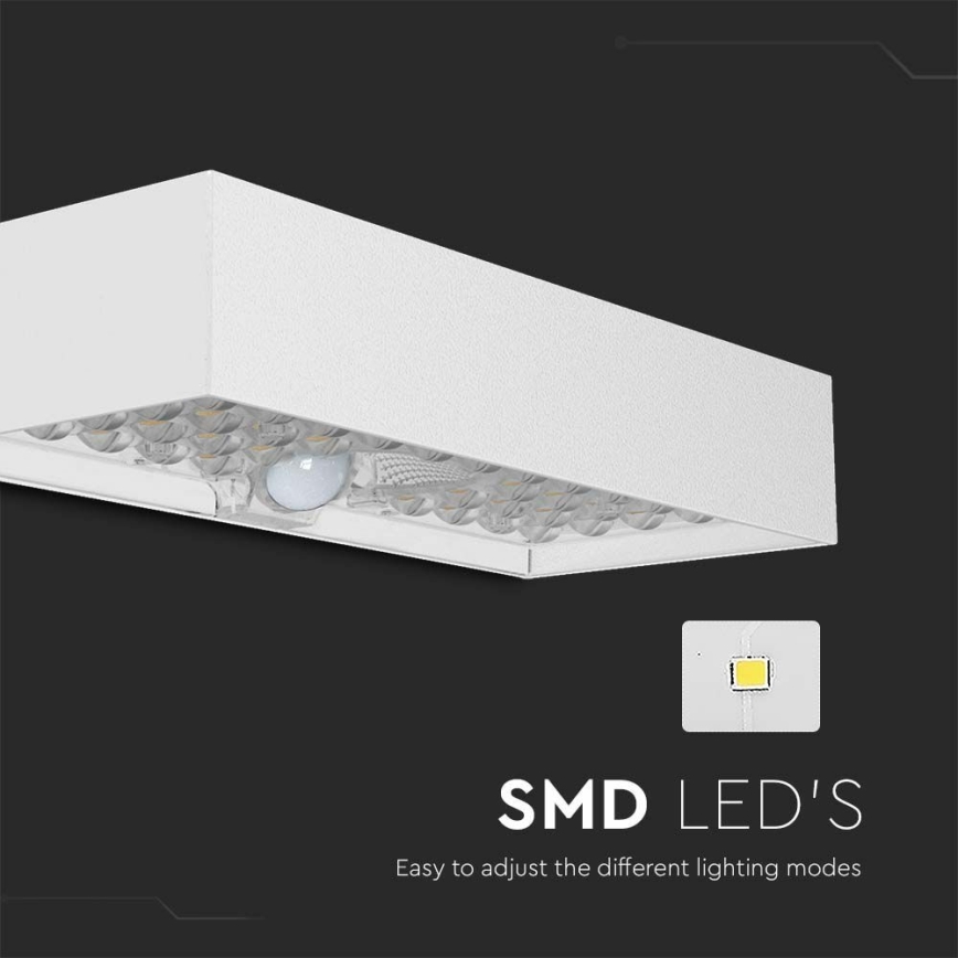 LED Solar wandlamp met sensor LED/6W/3,7V IP65 4000K 3000 mAh wit