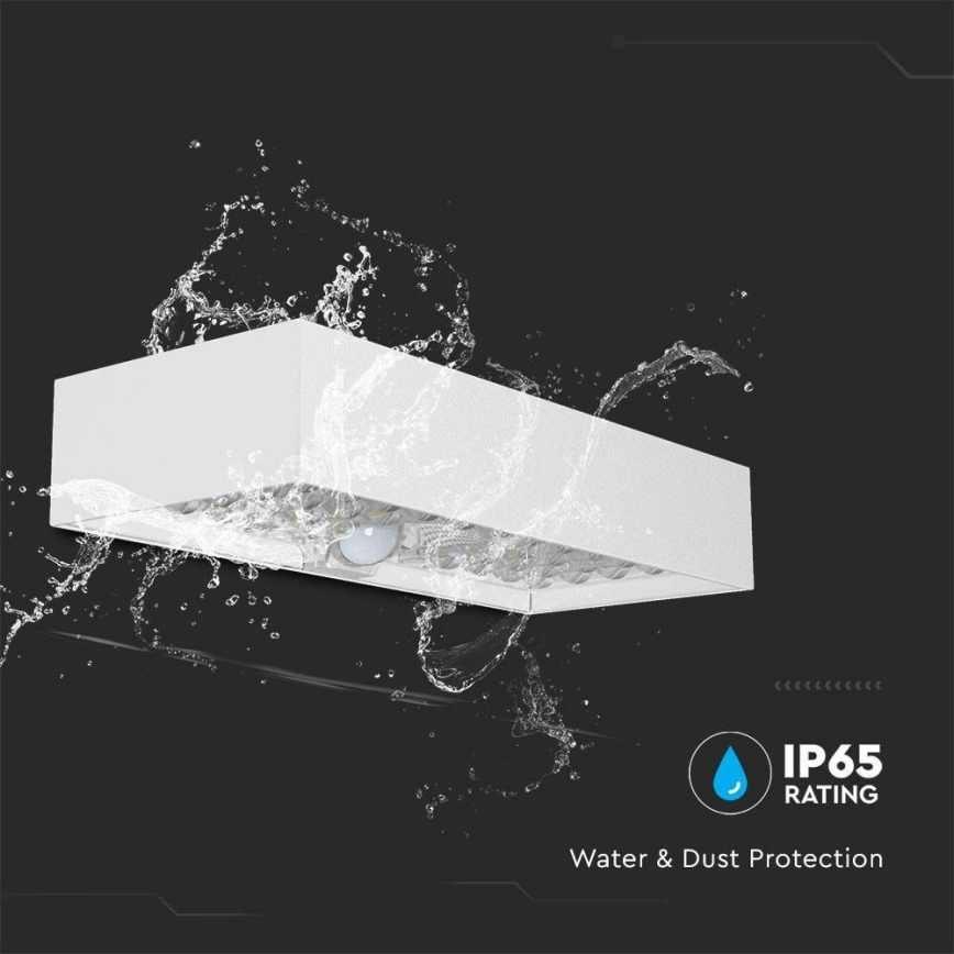 LED Solar wandlamp met sensor LED/6W/3,7V IP65 4000K 3000 mAh wit