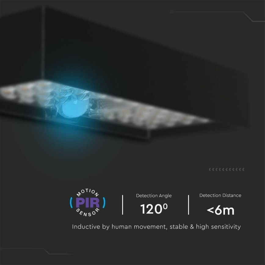 LED Solar wandlamp met sensor LED/6W/3,7V IP65 4000K 3000 mAh zwart