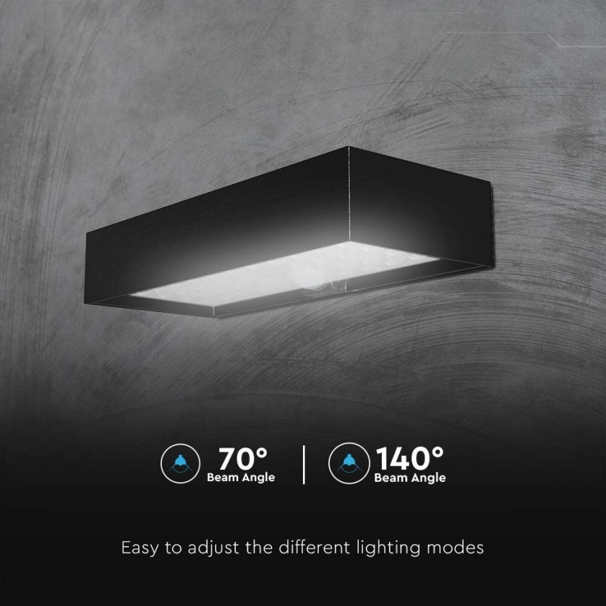 LED Solar wandlamp met sensor LED/6W/3,7V IP65 4000K 3000 mAh zwart