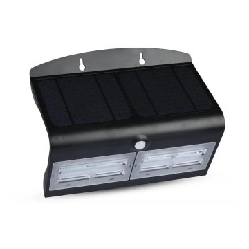 LED Solar Wandlamp met sensor LED/7W/3,7V 4000K IP65 4000 mAh zwart