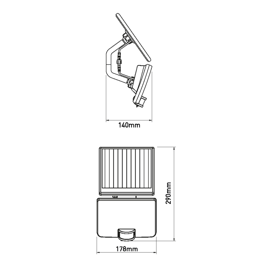 LED Solar wandlamp met sensor LED/8W/3,7V 2000 mAh IP54