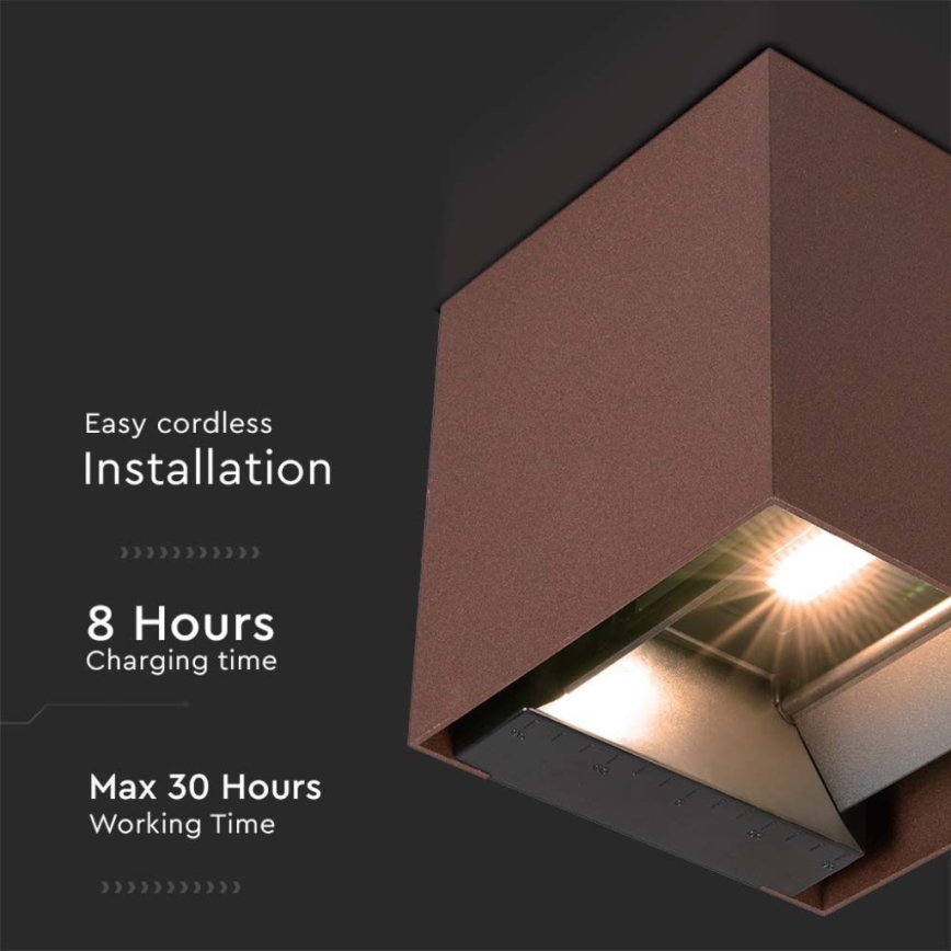 LED Solar wandlamp met sensor LED/9W/3,7V IP65 4000K bruin