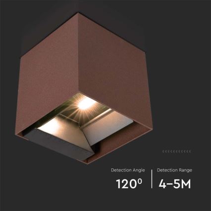 LED Solar wandlamp met sensor LED/9W/3,7V IP65 4000K bruin