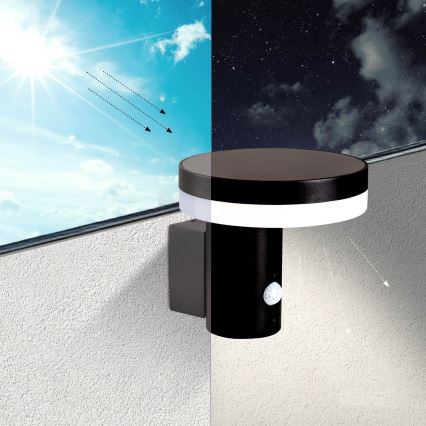 LED Solar wandlamp met sensor SOLARIS3 LED/5,5W/3,7V 4000K IP44 2600 mAh