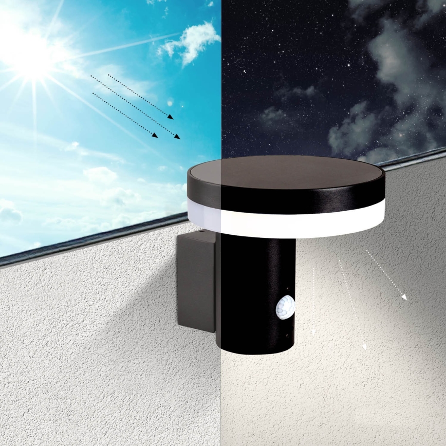 LED Solar wandlamp met sensor SOLARIS3 LED/5,5W/3,7V 4000K IP44 2600 mAh