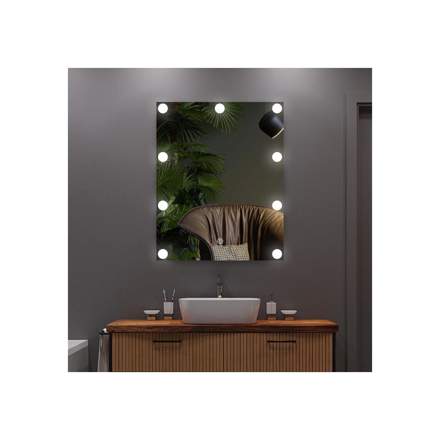 LED Spiegel met verlichting 9xLED/1W/230V 3000/4000/6000K 50x40 cm IP44
