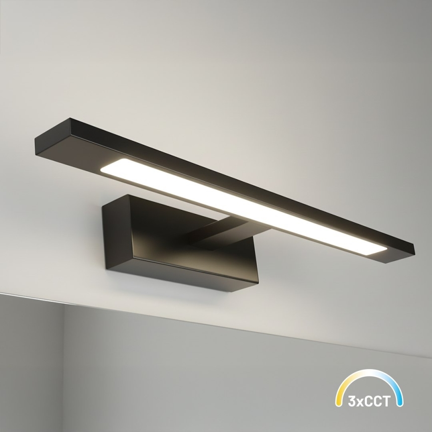 KLIMT LED-spiegelverlichting voor badkamer, 8W, 230V, 3000/4000/6000K, 40 cm, IP44, zwart