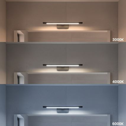 KLIMT LED-spiegelverlichting voor badkamer, 8W, 230V, 3000/4000/6000K, 40 cm, IP44, zwart
