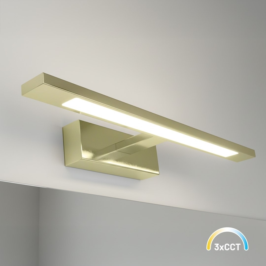 KLIMT LED-spiegelverlichting voor de badkamer, 8W, 230V, 3000/4000/6000K, 40 cm, IP44, goudkleurig
