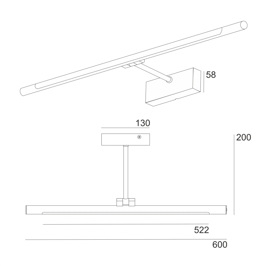 LED-spiegelverlichting voor de badkamer MIRROR LED/8W/230V 4000K IP44 60 cm zwart