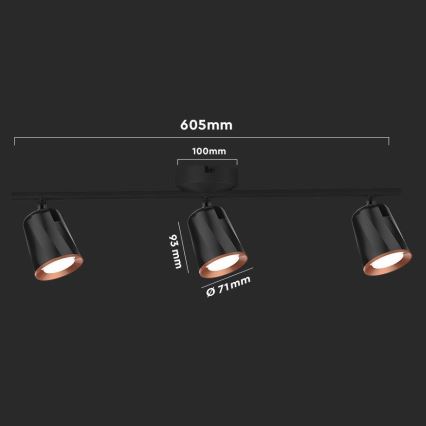 LED spot 3xLED/5W/230V 4000K zwart