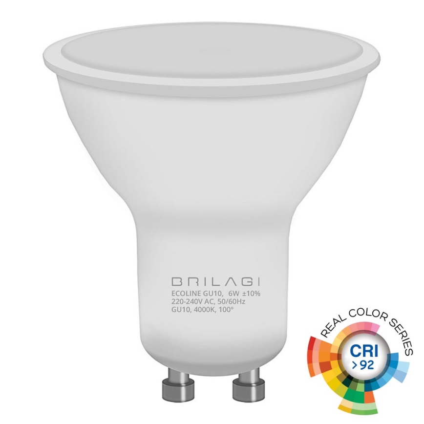 LED-spot ECOLINE GU10/6W/230V 4000K CRI 92 - Brilagi