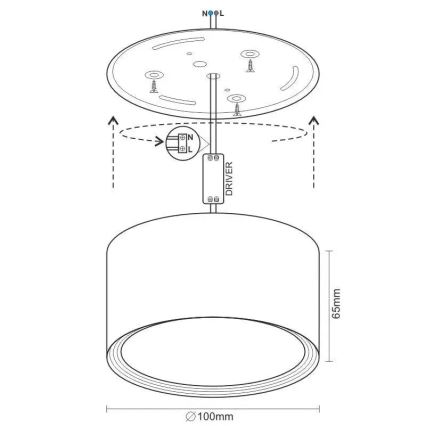 LED spot LED/12W/230V 4000K diameter 10 cm wit