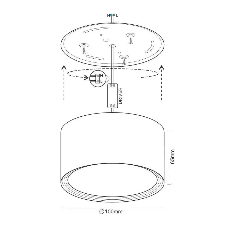 LED spot LED/12W/230V 4000K diameter 10 cm wit
