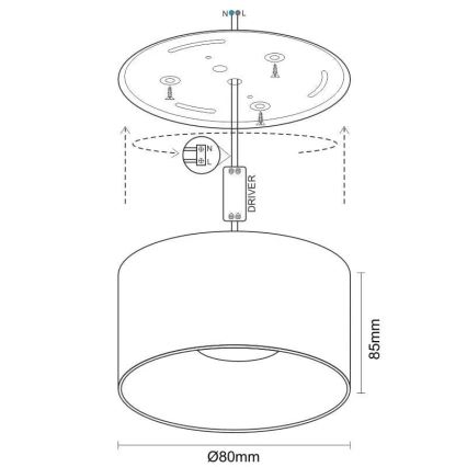 LED spot LED/12W/230V 4000K diameter 8 cm wit