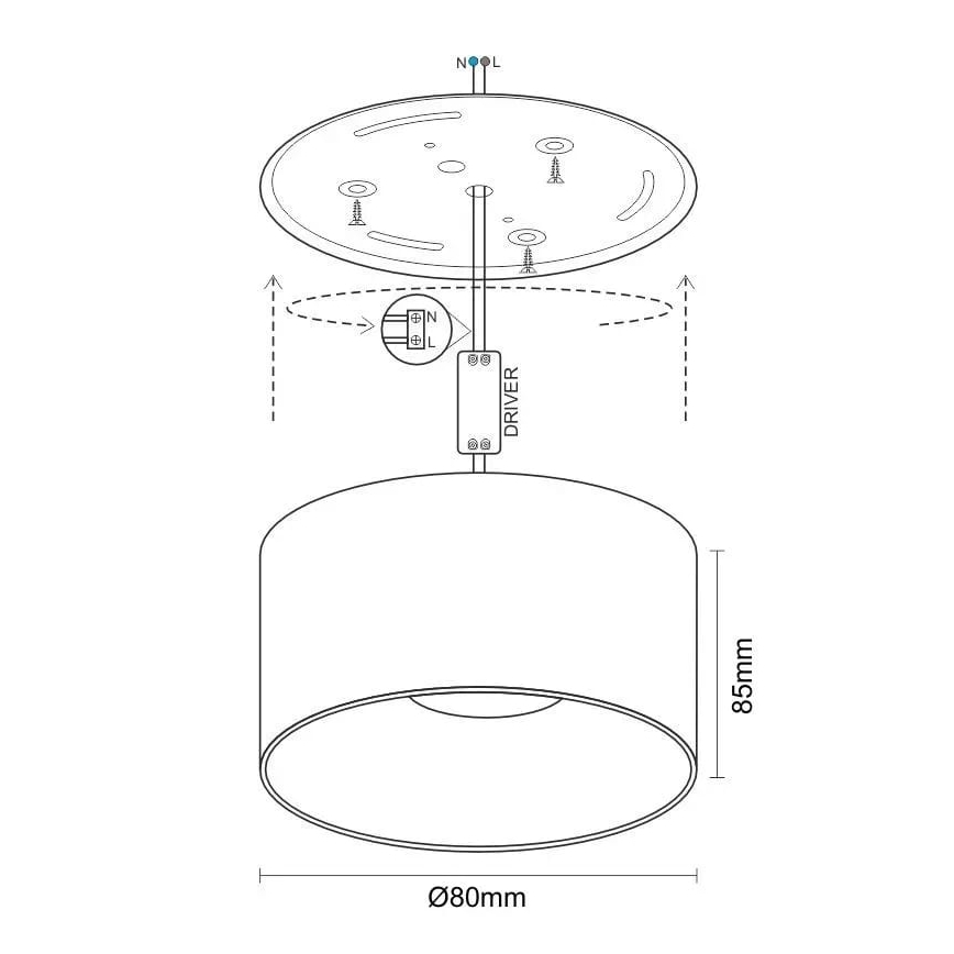 LED spot LED/12W/230V 4000K diameter 8 cm wit