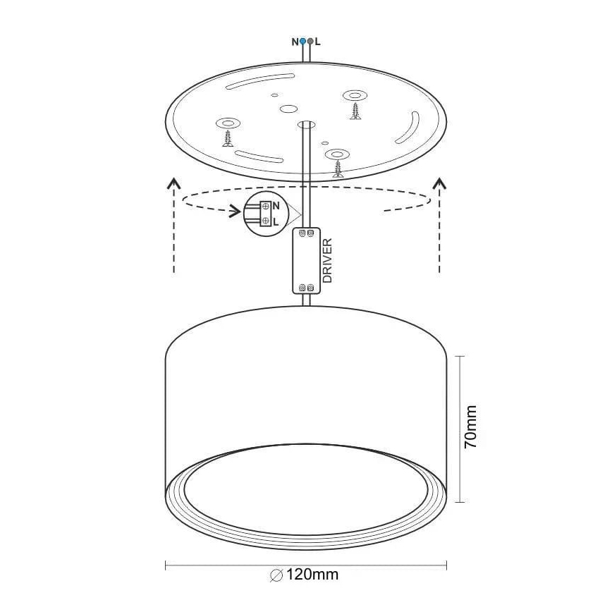 LED spot LED/14W/230V 4000K diameter 12 cm zwart