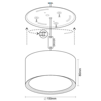 LED spot LED/17W/230V 4000K diameter 15 cm wit