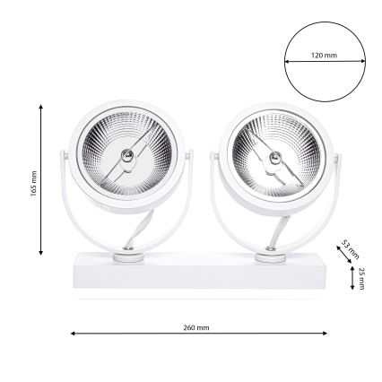 LED spot LUGAR 2xAR111 - GU10/25W/230V