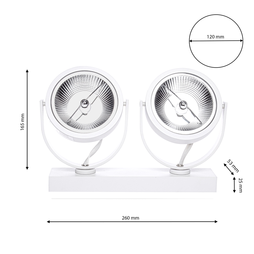 LED spot LUGAR 2xAR111 - GU10/25W/230V