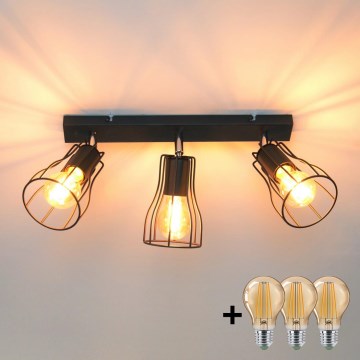 LED Spot TUBE II 3xE27/15W/230V zwart
