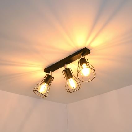 LED Spot TUBE II 3xE27/15W/230V zwart
