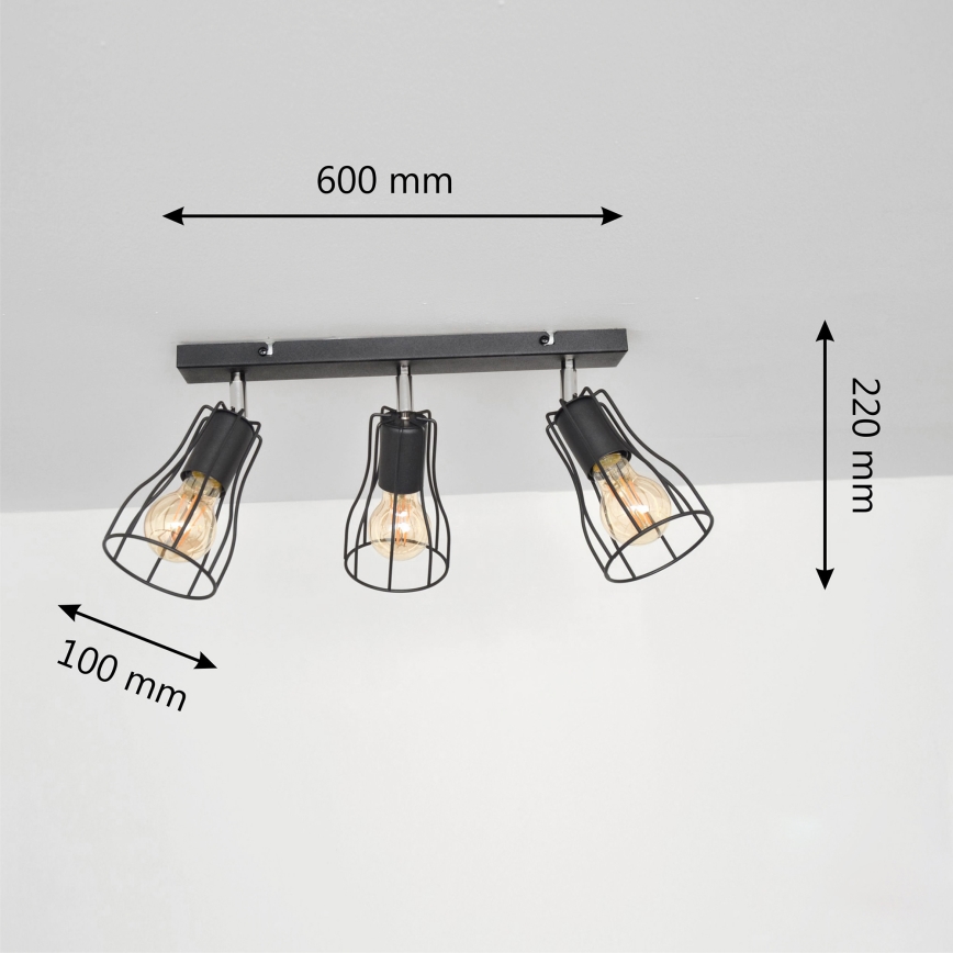 LED Spot TUBE II 3xE27/15W/230V zwart