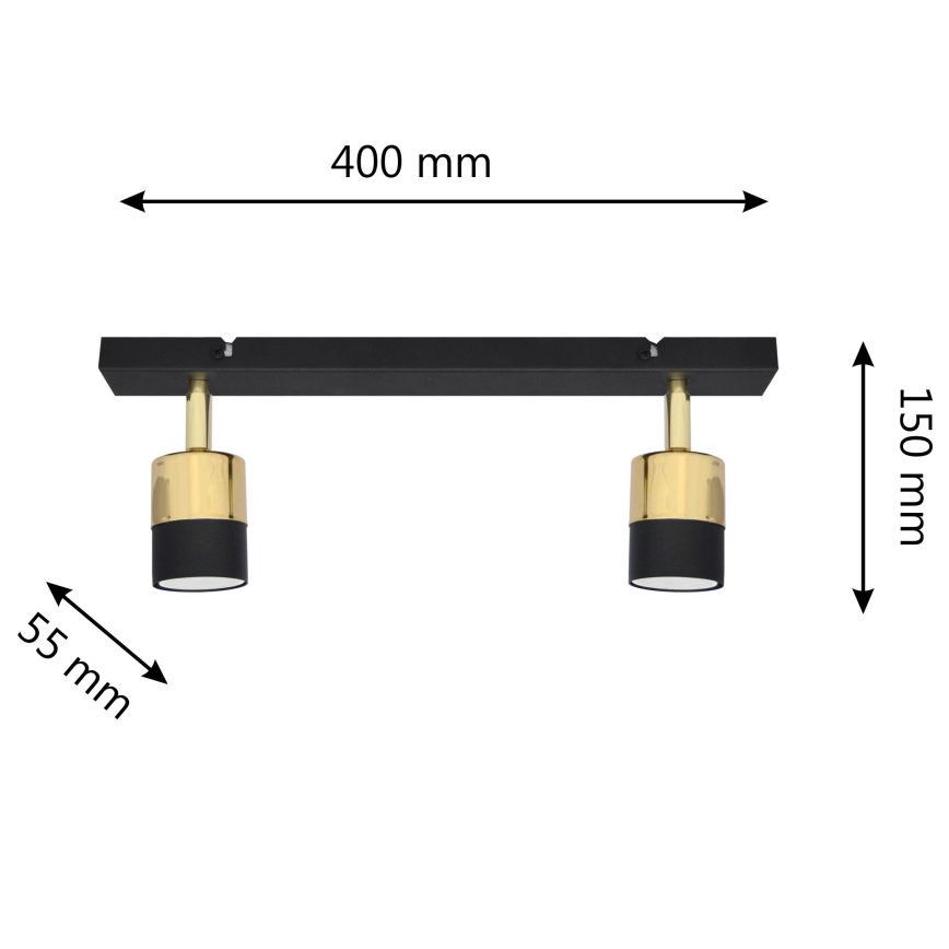 LED Spot TUBSSON 2xGU10/4,8W/230V zwart/goud