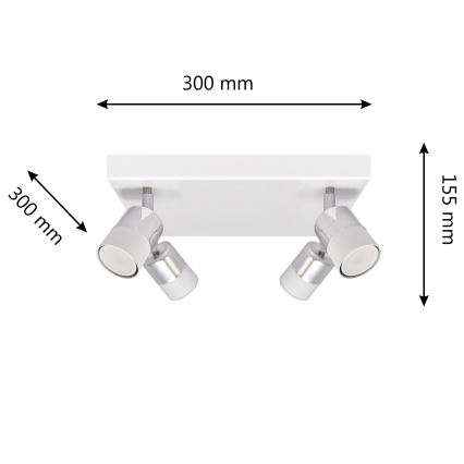 LED spot TUBSSON 4xGU10/4,8W/230V wit/glanzend chroom