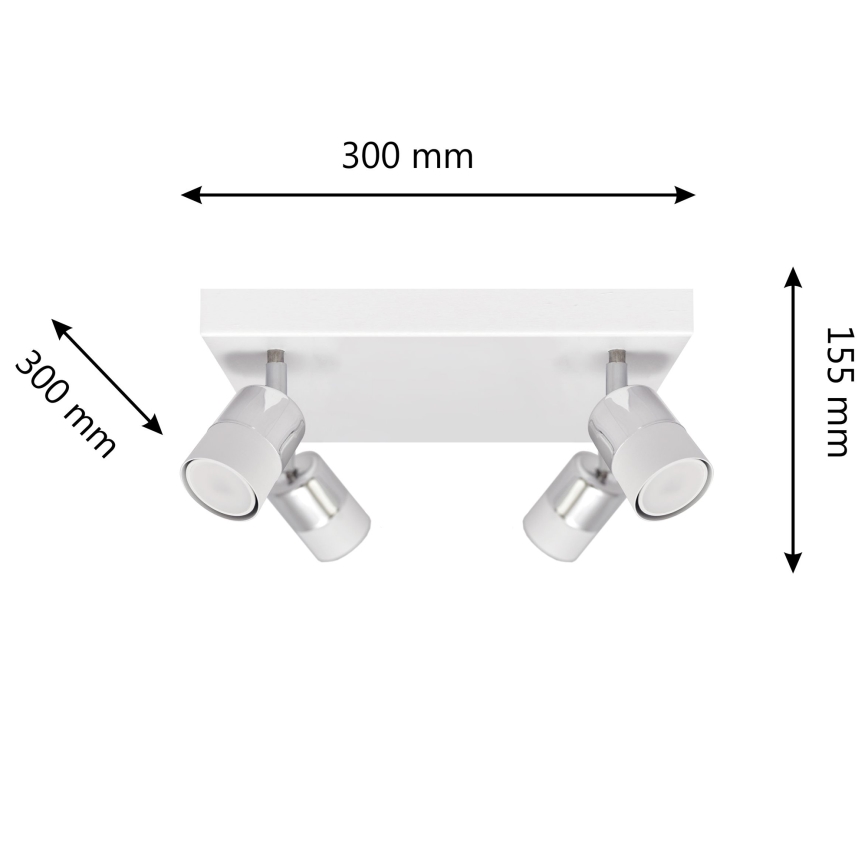 LED spot TUBSSON 4xGU10/4,8W/230V wit/glanzend chroom