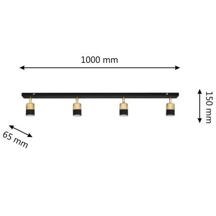 LED Spot TUBSSON 4xGU10/4,8W/230V zwart/goud
