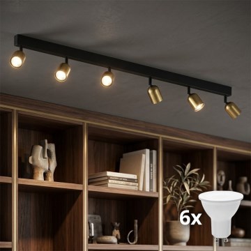 LED-spotarmatuur TOP 6xGU10/10W/230V goud/zwart