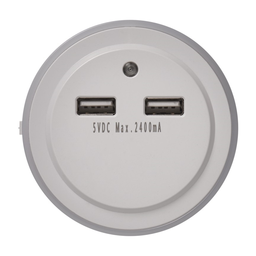 LED Stekkerlamp met fotosensor+2xUSB 3xLED/0,3W/230V