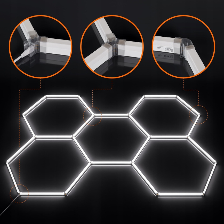 Dimbare LED-plafondlamp HEXAGON LED/192W/85-265V 5000K 160x221 cm CRI 90 IP54 wit
