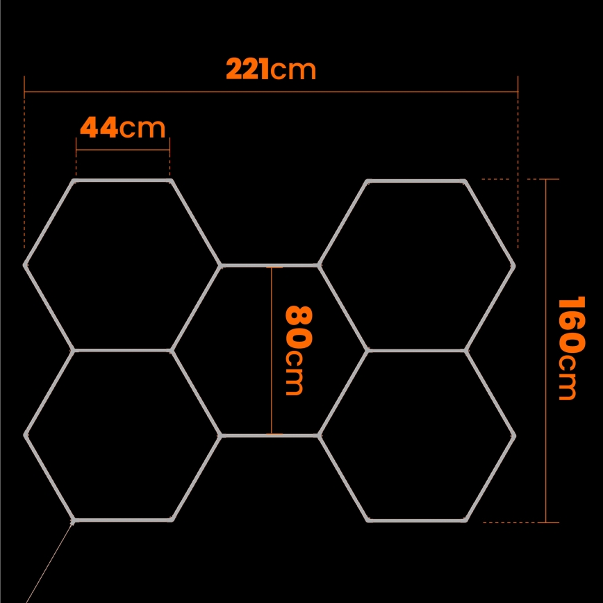 Dimbare LED-plafondlamp HEXAGON LED/192W/85-265V 5000K 160x221 cm CRI 90 IP54 wit
