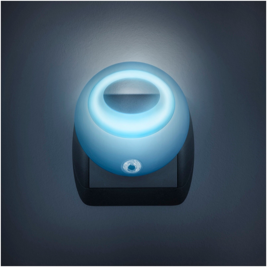 LED Stopcontact lamp oriëntatieverlichting met sensor LED/1W/230V blauw