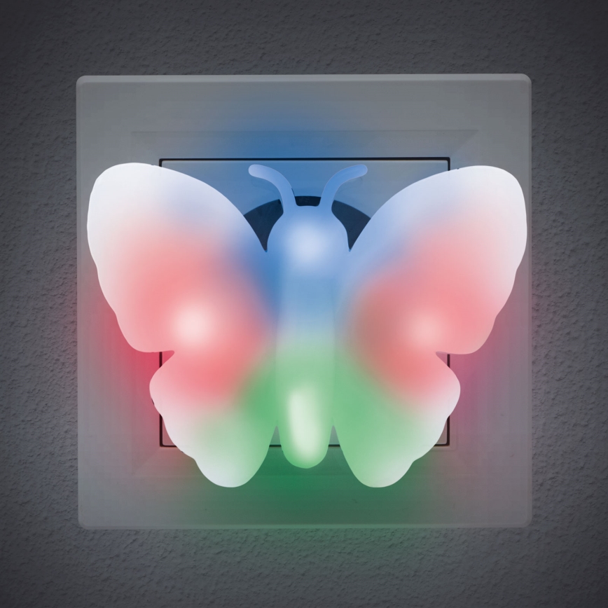 LED Stopcontact Oriëntatie Lamp LED/1W/230V vlinder